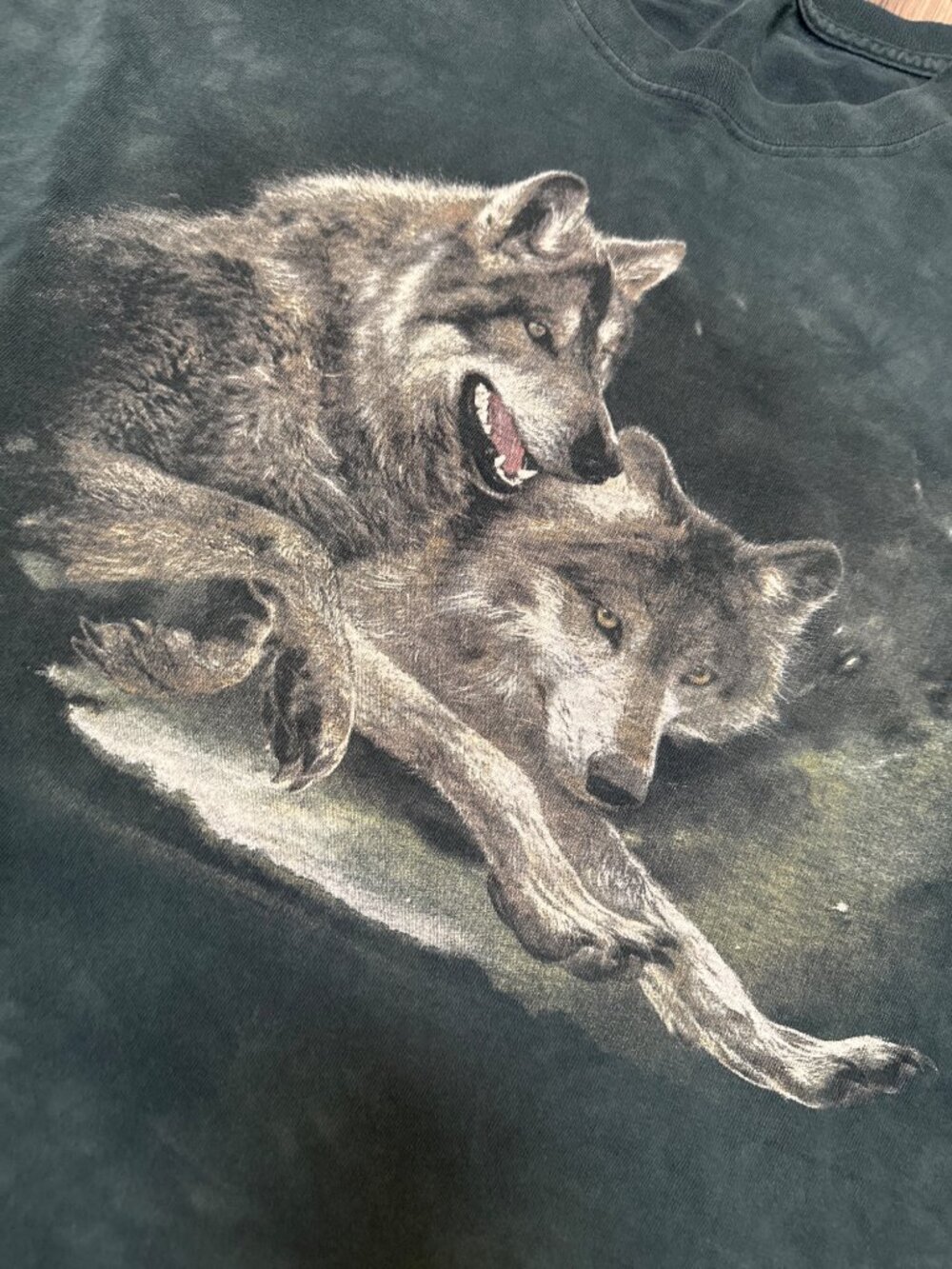 Wolf Graphic Tie-Dye T-Shirt Vintage Style Unisex Crewneck Short Sleeve Cotton X
